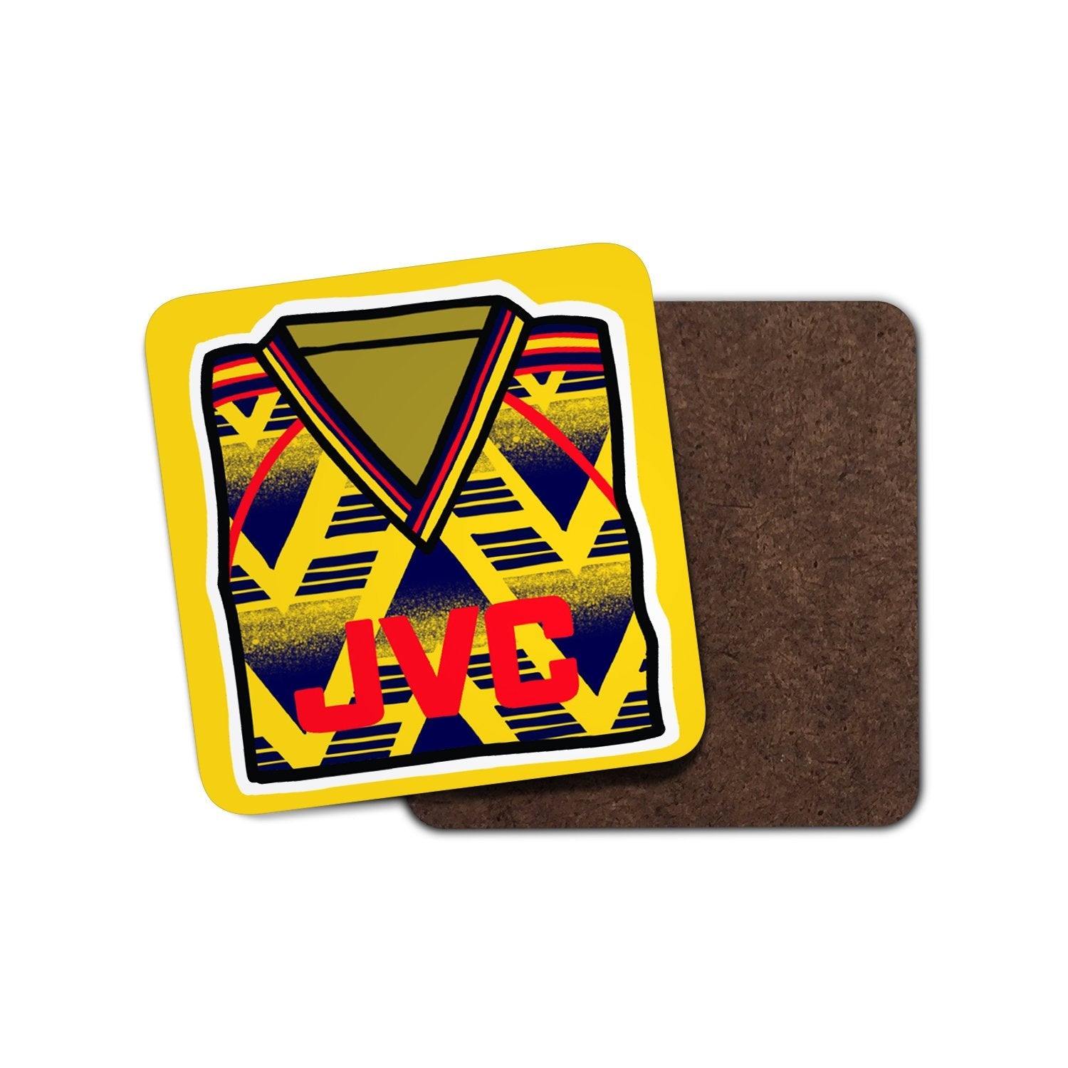 Arsenal 1992/93 away shirt coaster inspired by the yellow and navy bruised banana-style pattern.