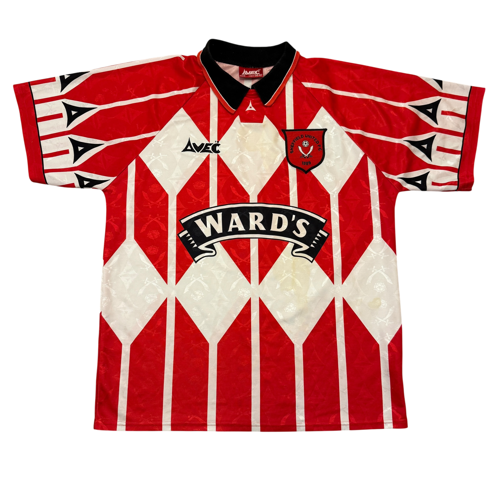 Red and white sports jersey with branding on a white background Sheffield United 1995/1996 Home Shirt