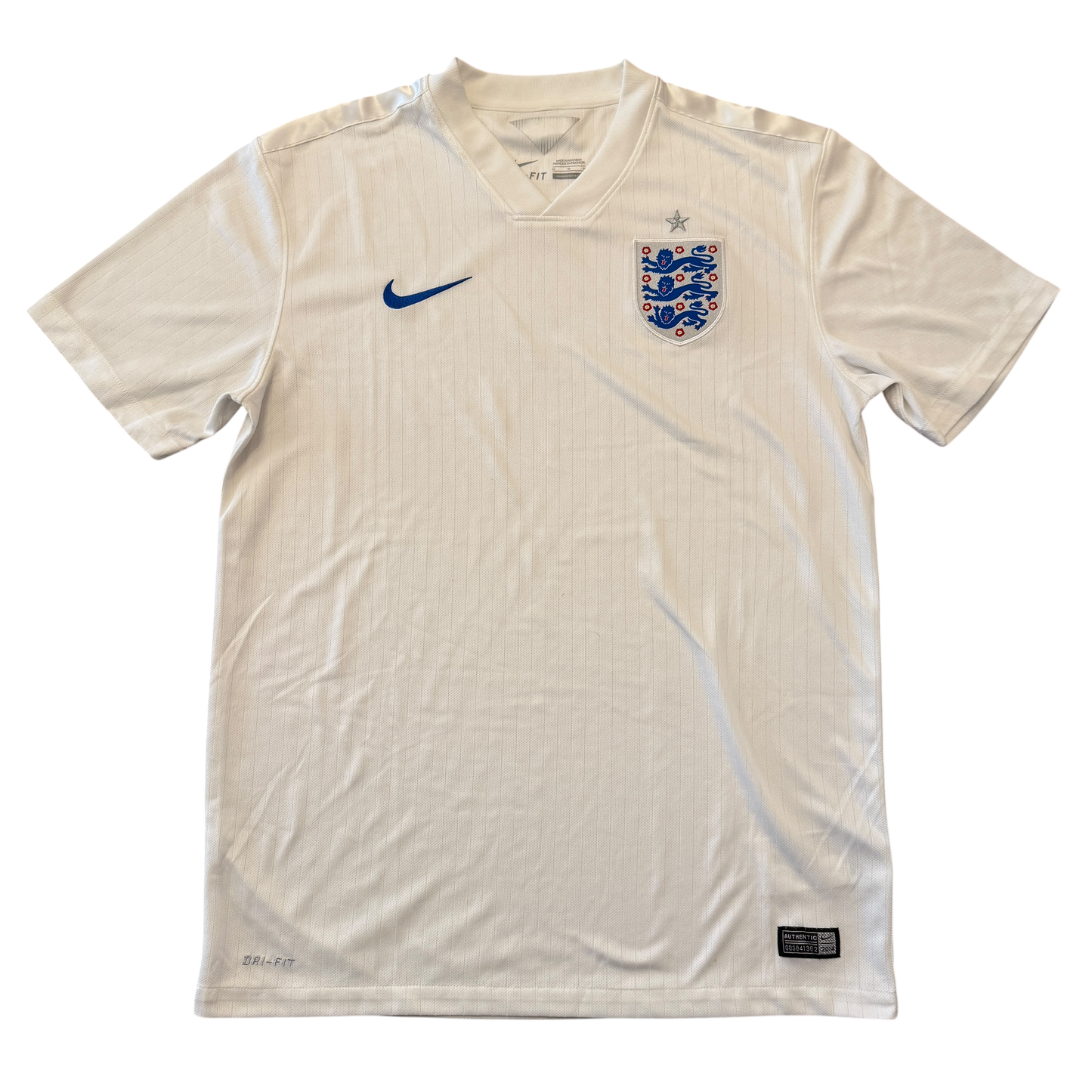 White England 2014 Home jersey with Nike logo and England flag on a white background