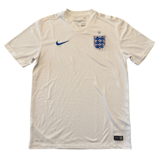 White England 2014 Home jersey with Nike logo and England flag on a white background