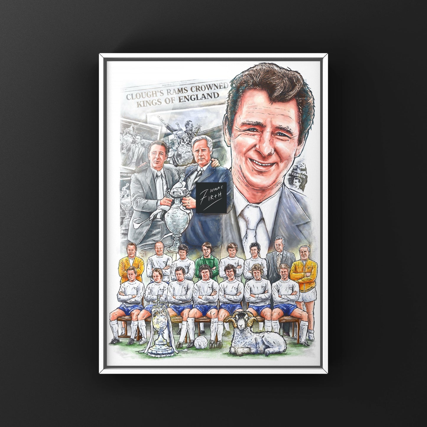 Brian Clough Derby Inspired 1972 Champions of England Artwork Poster Print