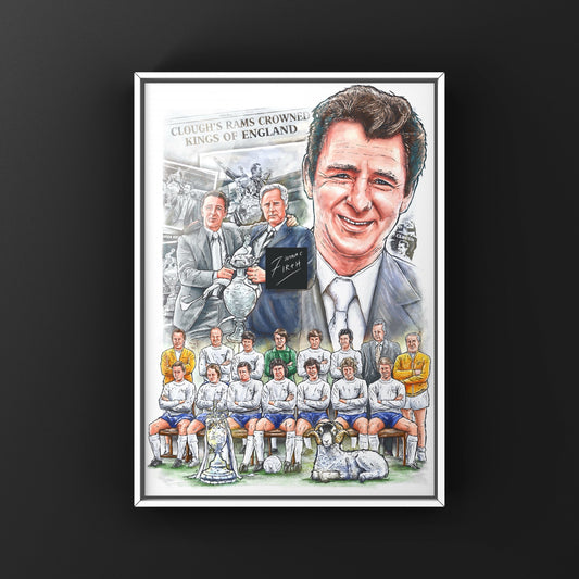 Brian Clough Derby Inspired 1972 Champions of England Artwork Poster Print