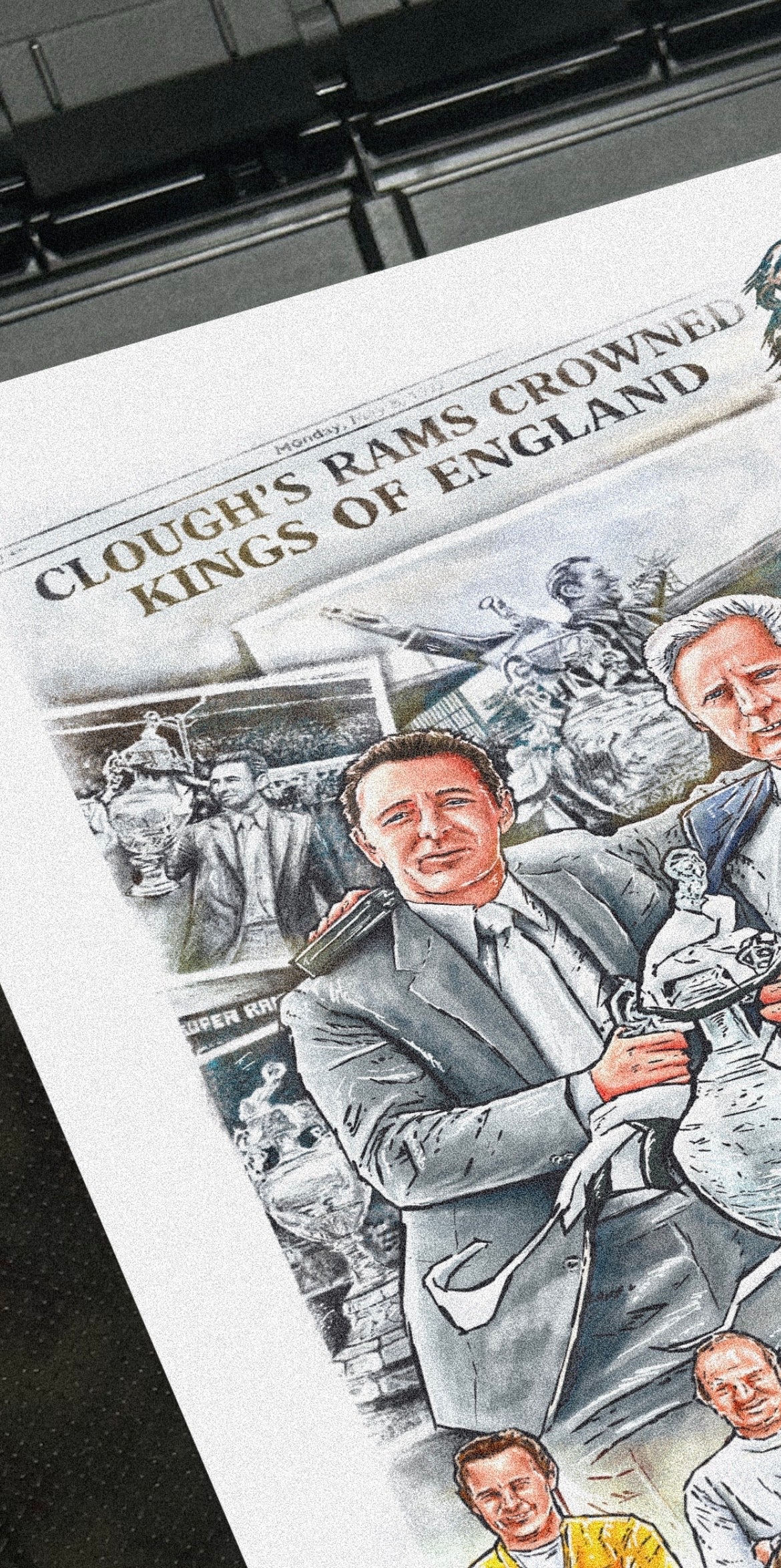 Brian Clough Derby Inspired 1972 Champions of England Artwork Poster Print