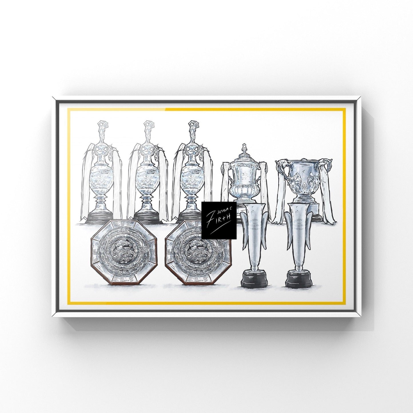 Leeds Inspired Major Trophies Football Print