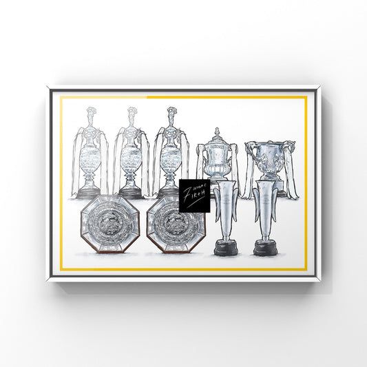 Leeds Inspired Major Trophies Football Print