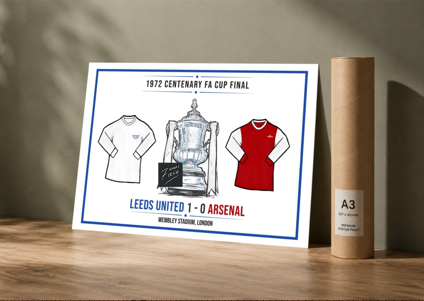 Leeds 1-0 Arsenal Inspired 1972 Centenary FA Cup Final Commemorative Print
