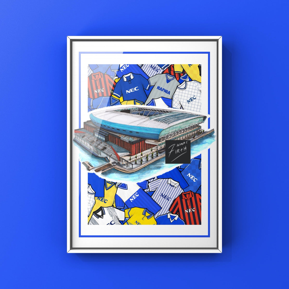 Toffees Kit Collage Retro Shirts & Bramley Moore Stadium Football Print