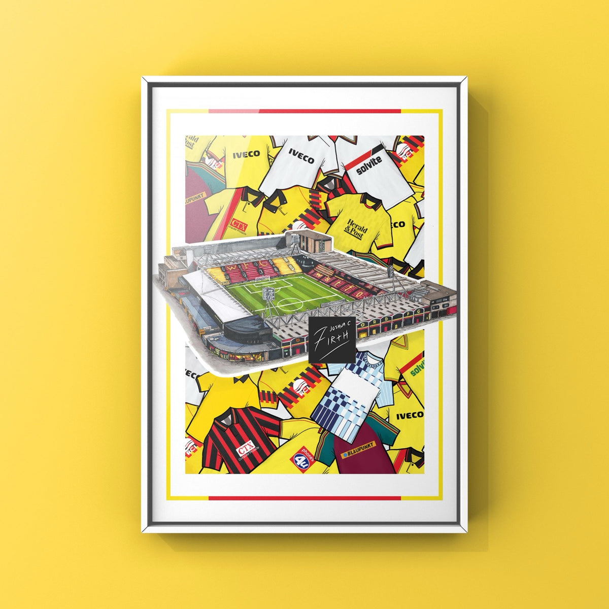 Watford Collage Retro Shirts & Vicarage Road Stadium Football Print