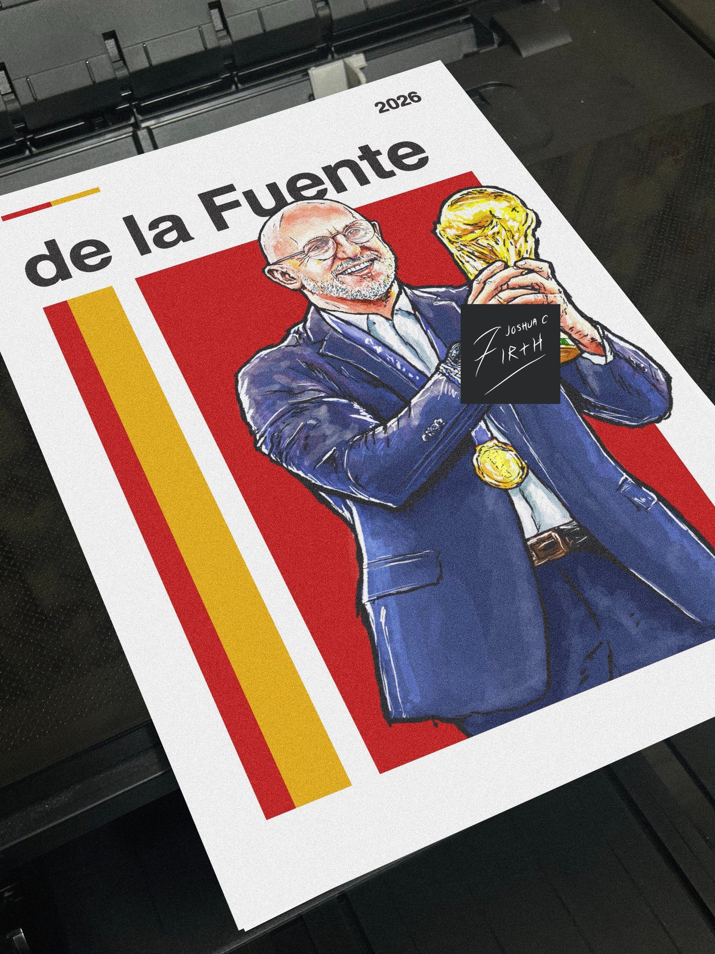 Luis de la Fuente Spain World Champion 2026 Art Football Print