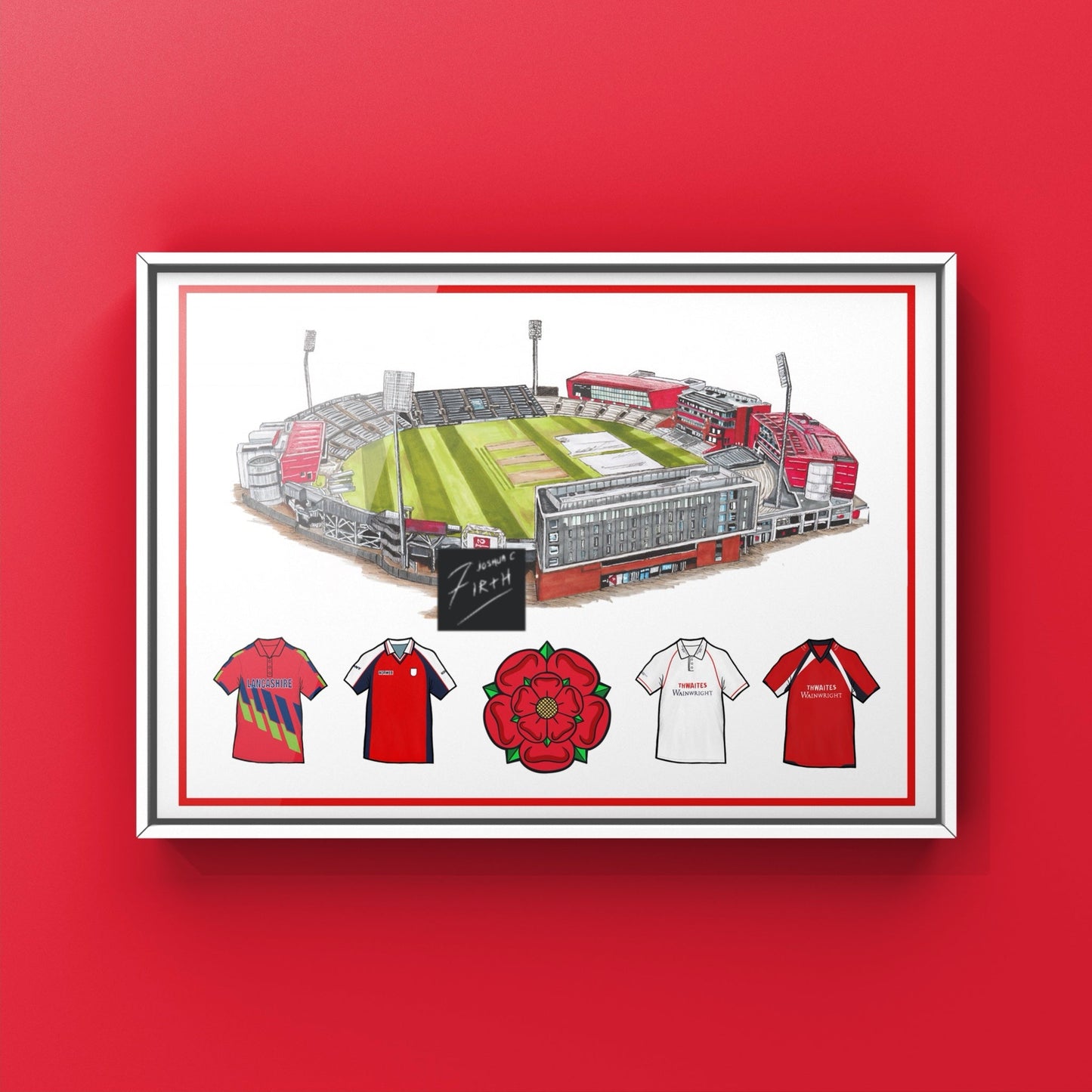 Lancashire Style Retro Shirts & Old Trafford Stadium Cricket Print