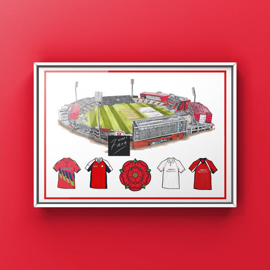 Lancashire Style Retro Shirts & Old Trafford Stadium Cricket Print