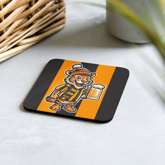 Tiger Black & Amber Football Coaster