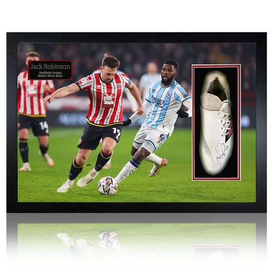 Jack Robinson Signed & Match-Worn Sheffield United Boot Iconic Frame #1