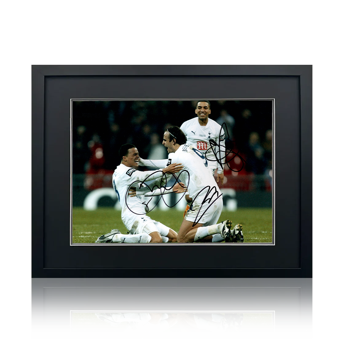 Dimitar Berbatov, Aaron Lennon & Jermaine Jenas Signed Tottenham Hotspur Image Deluxe Mount Frame