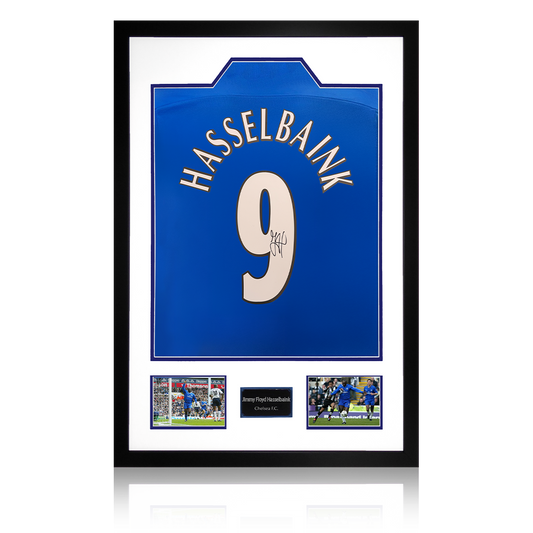 Jimmy Floyd Hasselbaink Signed Chelsea Shirt Premium Frame
