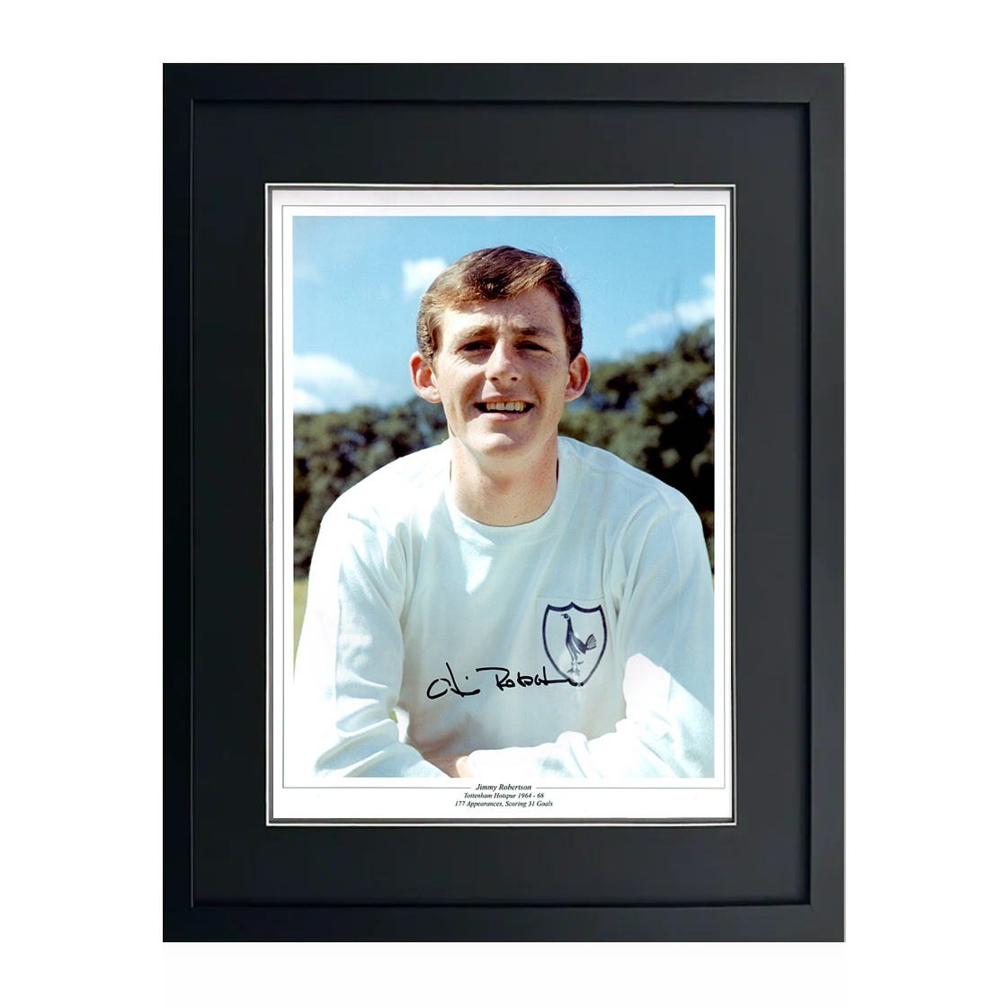 Jimmy Robertson Signed Tottenham Hotspur 16x12 Photo Deluxe Mount Frame