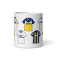 Leeds Retro Shirts Illustrated Handmade Ceramic Football Mug