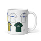 Leeds Retro Shirts Illustrated Handmade Ceramic Football Mug