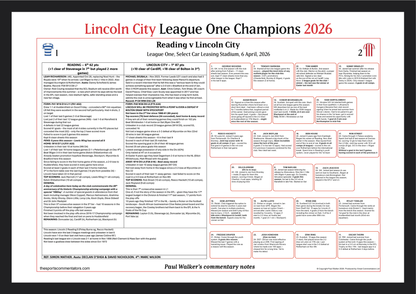 FOOTBALL Lincoln City Champions, Lincoln City beat Reading, Select Car Leasing Stadium, 6 April 2026. Paul Walker