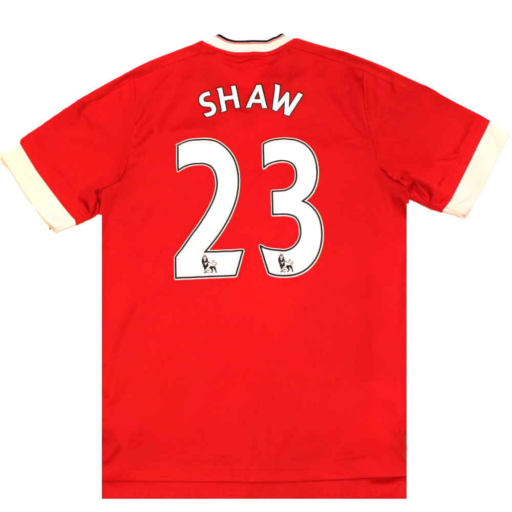Manchester United 2015-2016 Home Football Shirt SHAW (Excellent) M