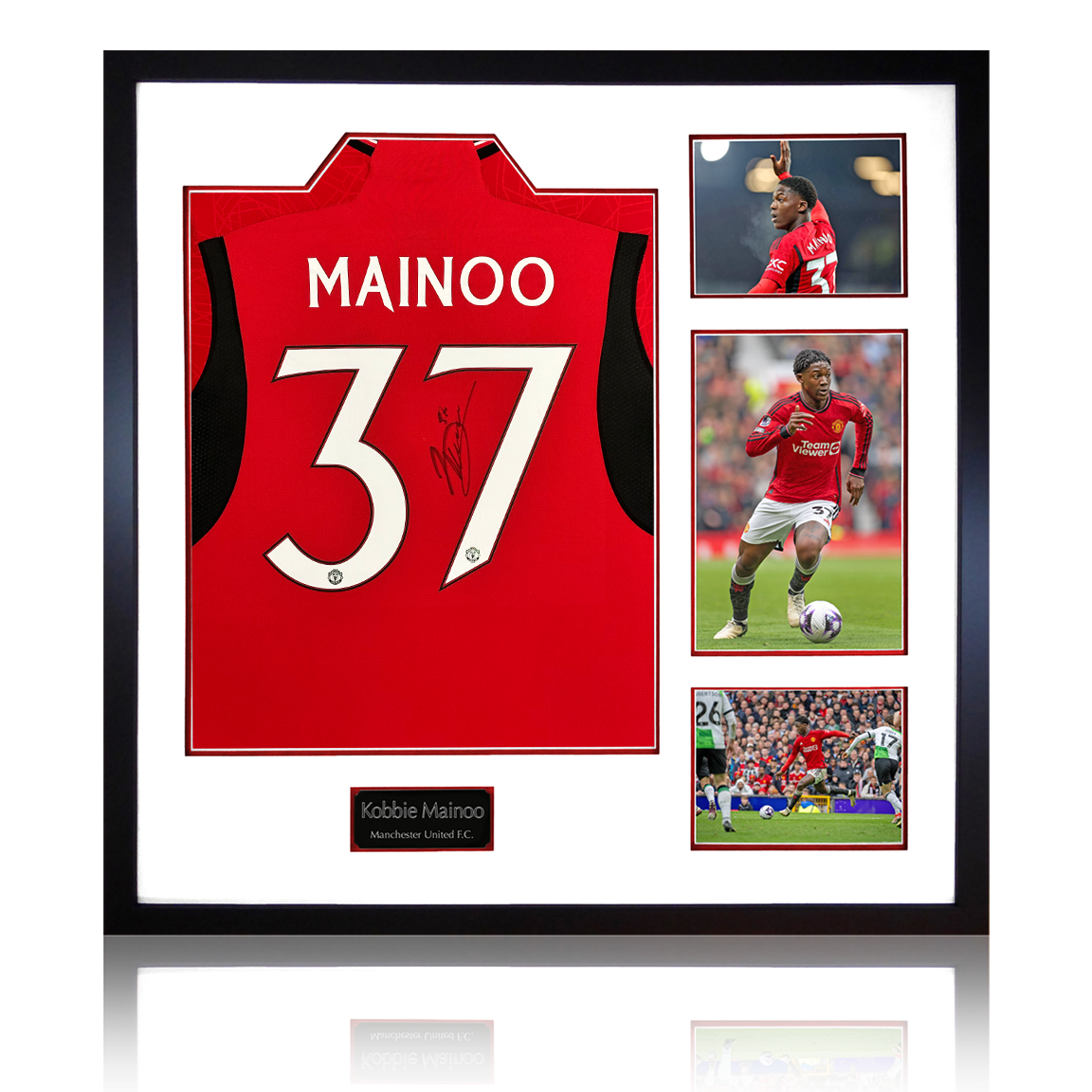 Kobbie Mainoo Signed Manchester United Elite Frame