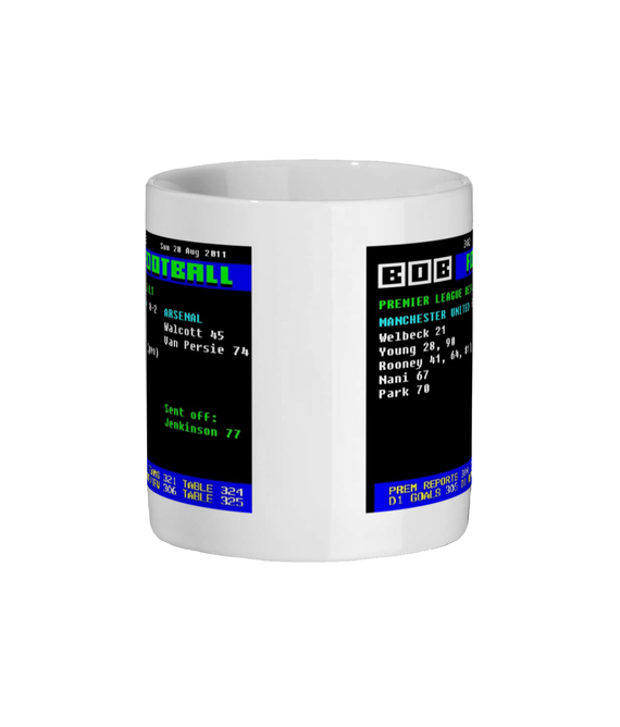 United 8-2 Arsenal 2011 Ceefax Style Mug
