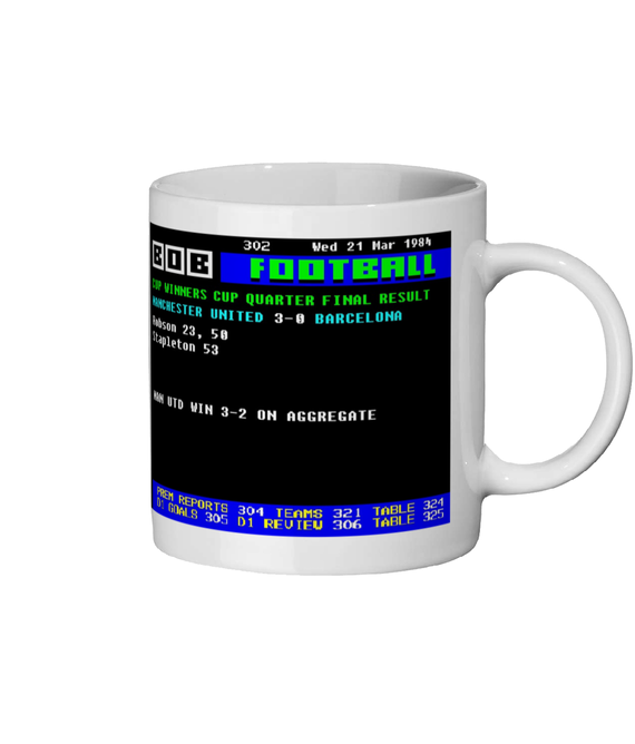 United v Barcelona 1984 CWC Quarter Final Ceefax Style Mug