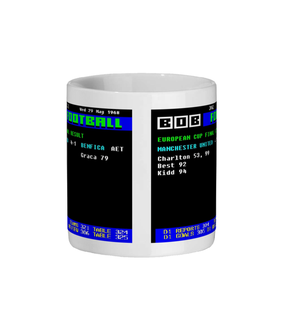 United v Benfica 1968 European Cup Final Ceefax Style Mug