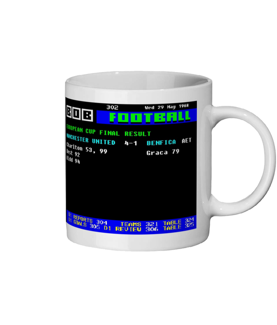 United v Benfica 1968 European Cup Final Ceefax Style Mug