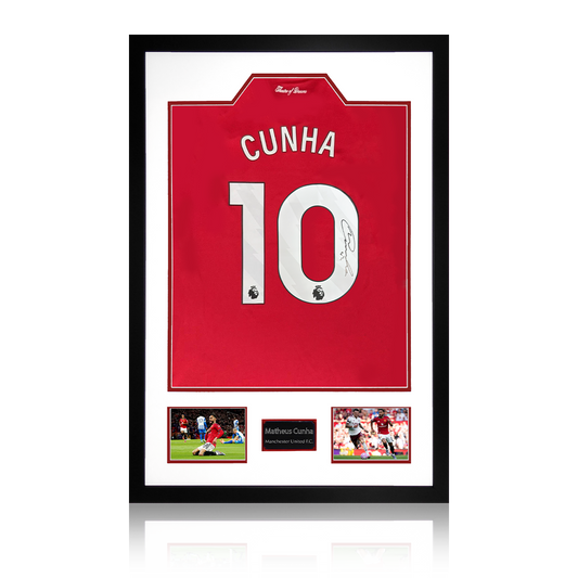 Matheus Cunha Signed Manchester United Shirt Premium Frame (ACG Cert)