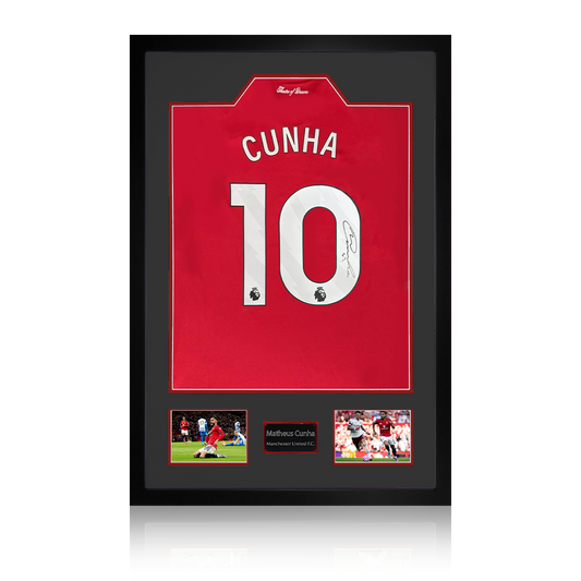 Matheus Cunha Signed Manchester United Shirt Premium Frame (ACG Cert)