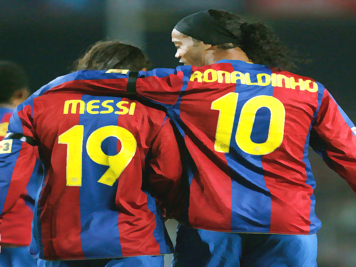 Messi and Ronaldinho!