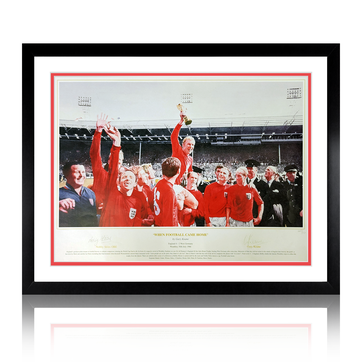 Nobby Stiles & Gary Keane Signed 'When Football Came Home' Deluxe Mount Frame