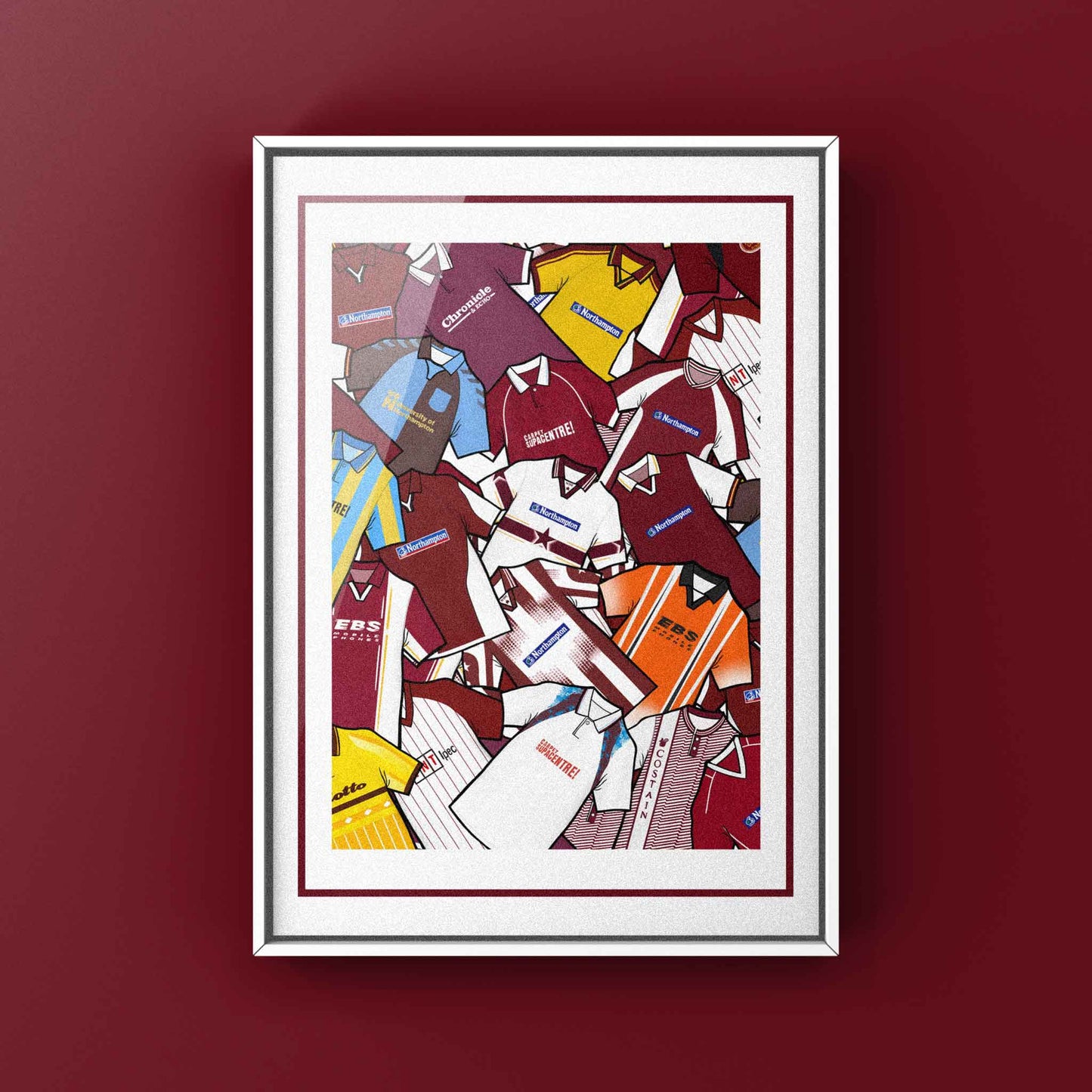 Northampton Kit Collage Retro Shirts Football Print