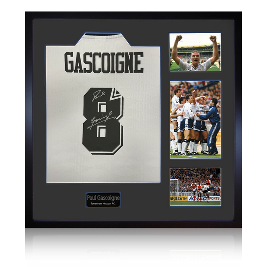 Paul Gascoigne Signed Tottenham Hotspur Shirt Elite Frame