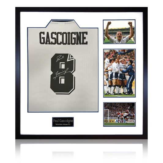 Paul Gascoigne Signed Tottenham Hotspur Shirt Elite Frame