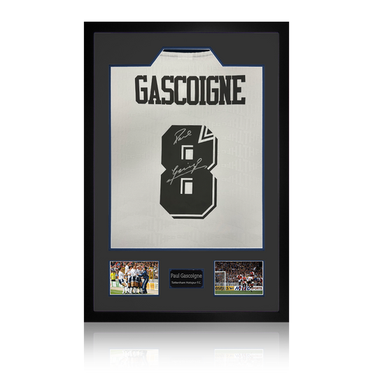Paul Gascoigne Signed Tottenham Hotspur Shirt Premium Frame