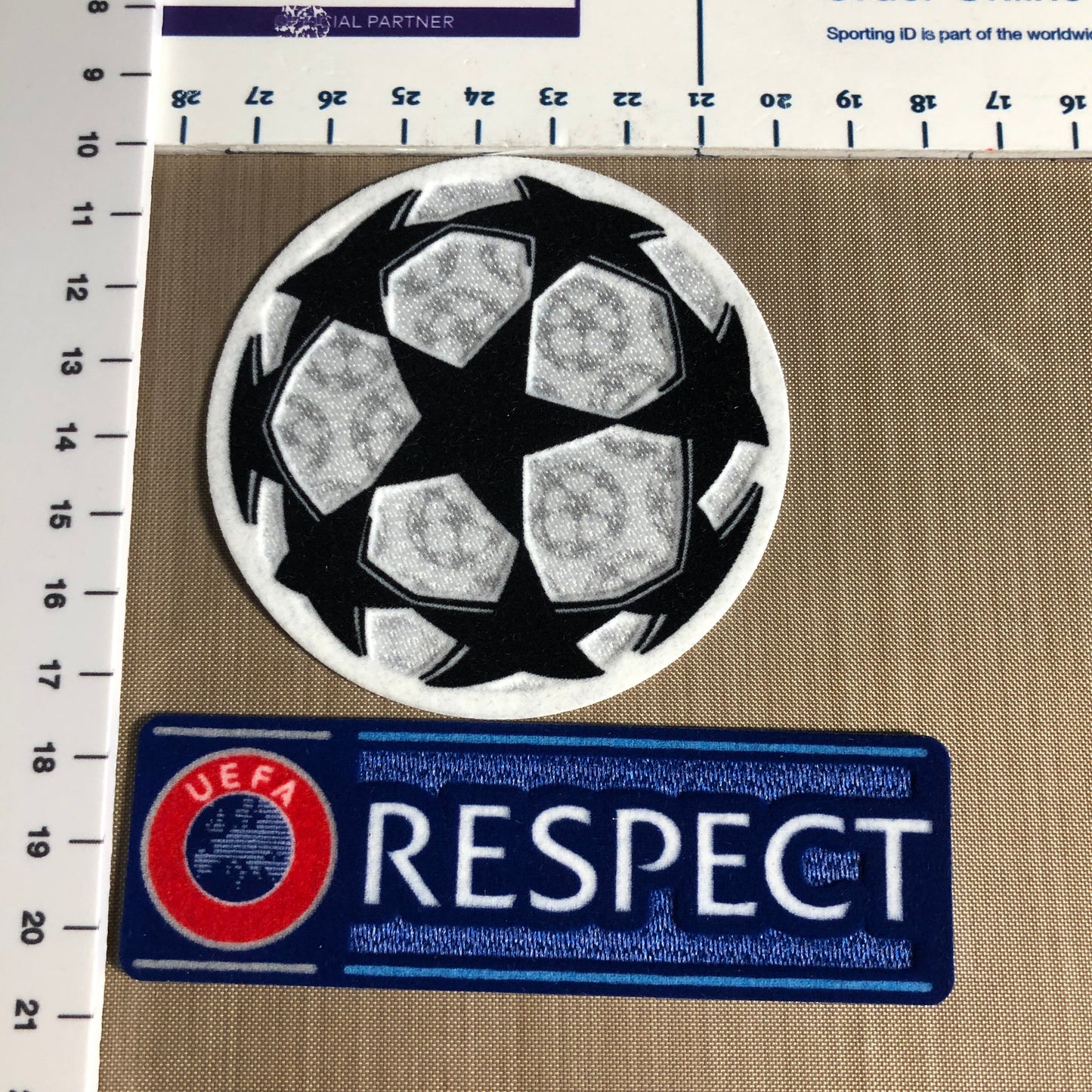 Champions League and Respect Player Size Sleeve Badge