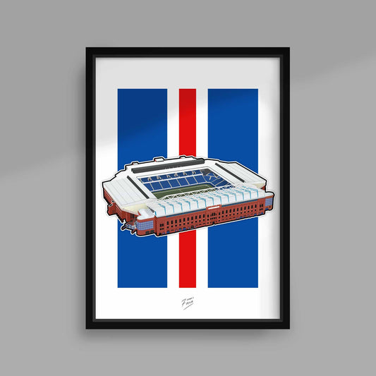 Ibrox Stadium Inspired Memorabilia Poster Print