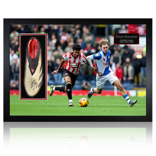 Rhian Brewster Signed & Match-Worn Sheffield United Boot Iconic Frame #1