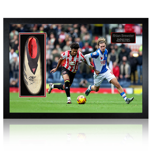 Rhian Brewster Signed & Match-Worn Sheffield United Boot Iconic Frame #2