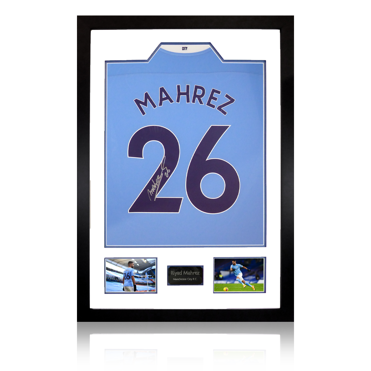 Riyad Mahrez Signed Manchester City 20/21 Shirt Premium Frame
