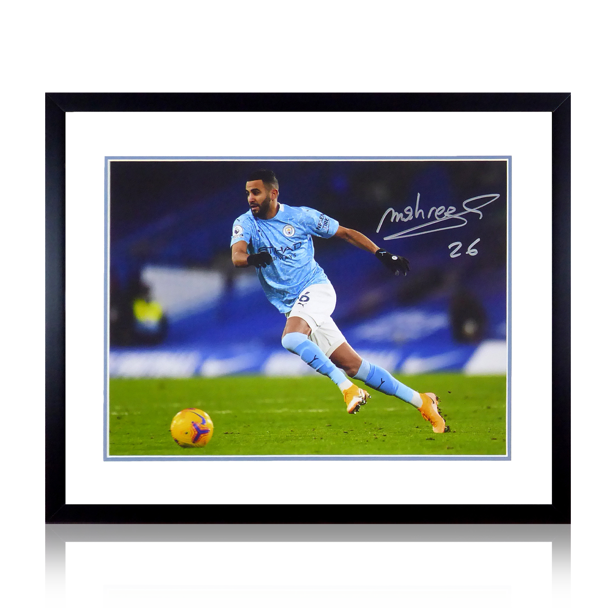 Riyad Mahrez Signed Manchester City Deluxe Mount Display