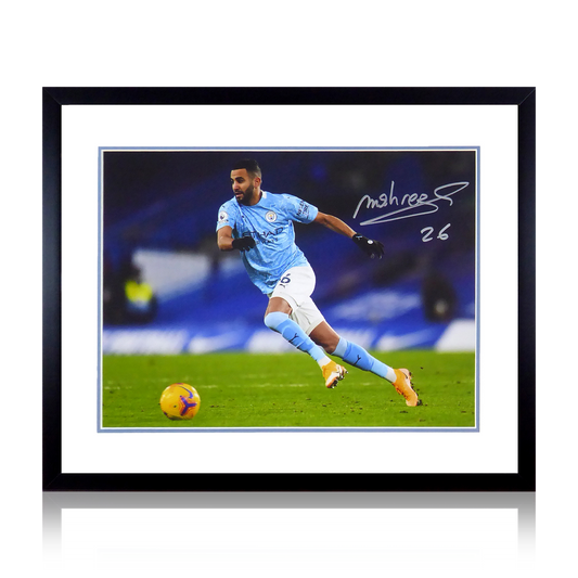 Riyad Mahrez Signed Manchester City Deluxe Mount Display