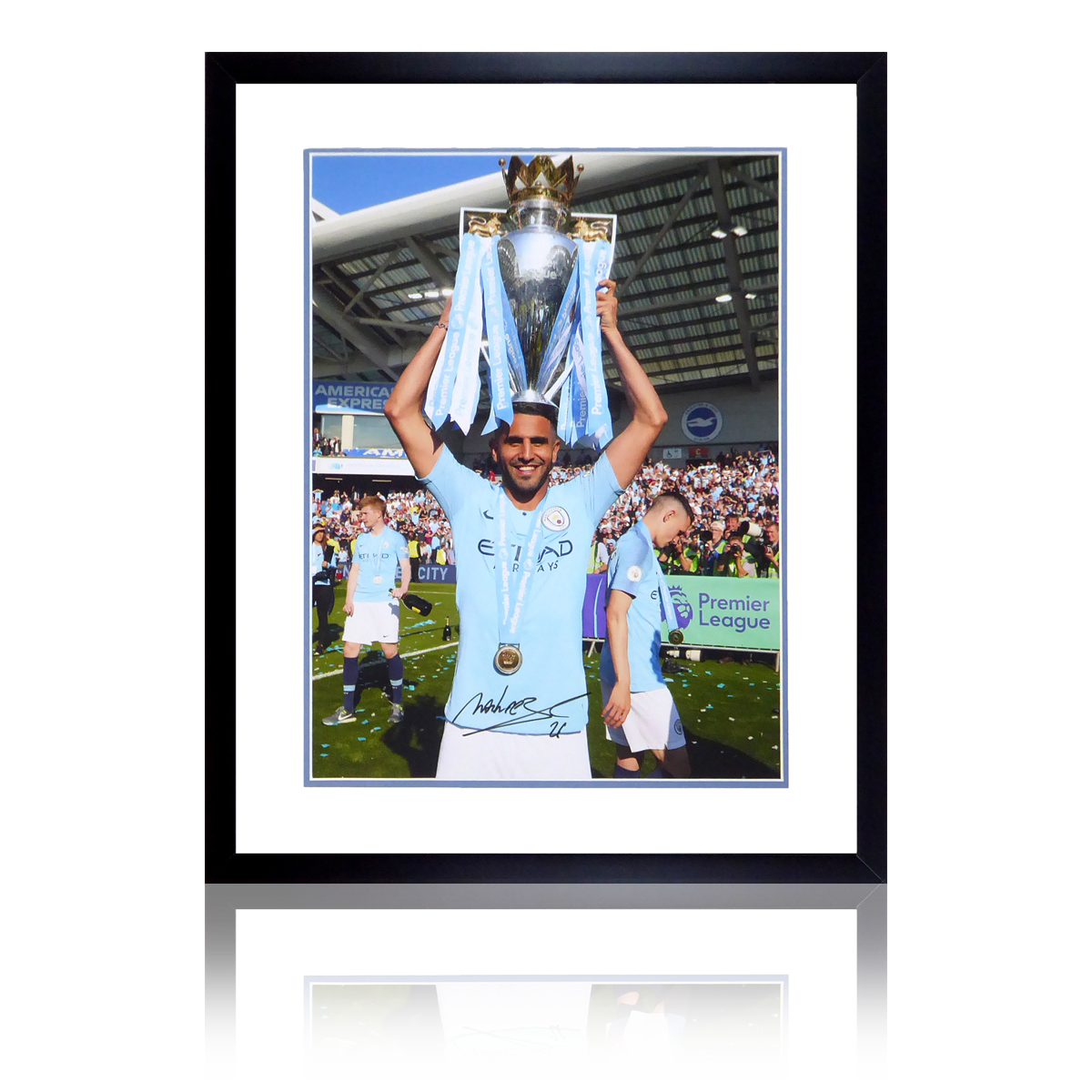 Riyad Mahrez Signed Manchester City Deluxe Mount Frame