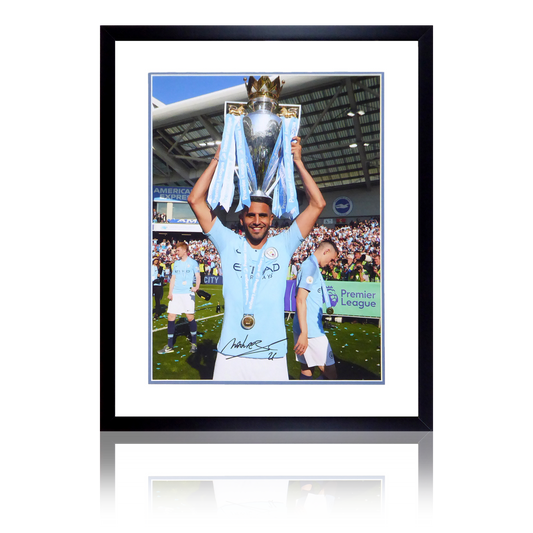 Riyad Mahrez Signed Manchester City Deluxe Mount Frame