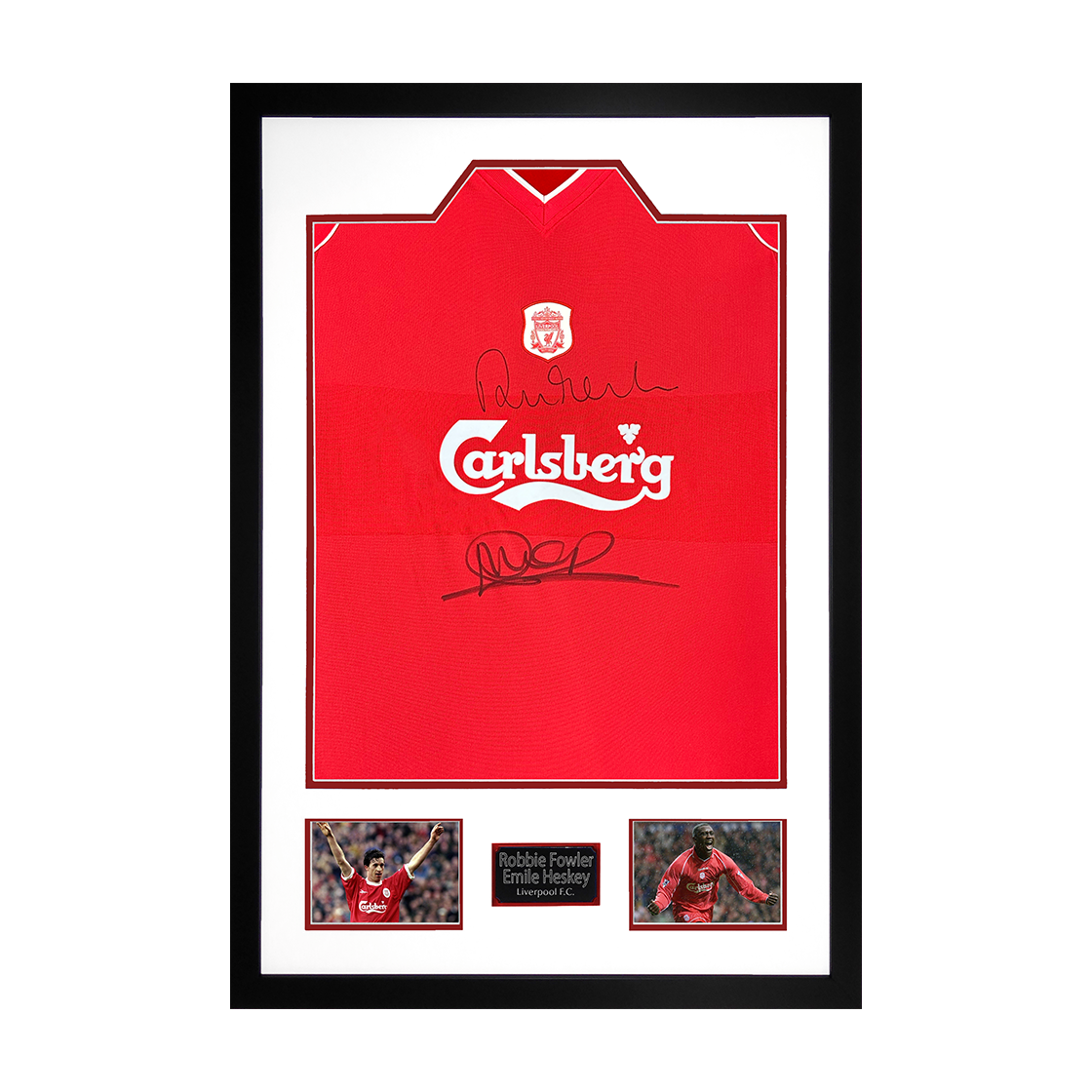 Robbie Fowler & Emile Heskey Signed Liverpool Shirt Premium Frame