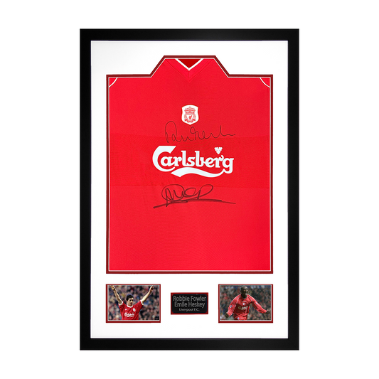 Robbie Fowler & Emile Heskey Signed Liverpool Shirt Premium Frame