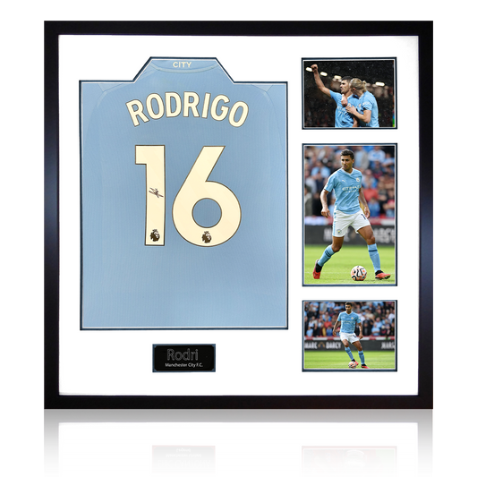 Rodri Signed 23/24 Manchester City Shirt Elite Frame