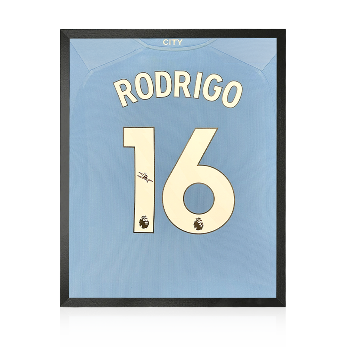 Rodri Signed 23/24 Manchester City Shirt Compact Display